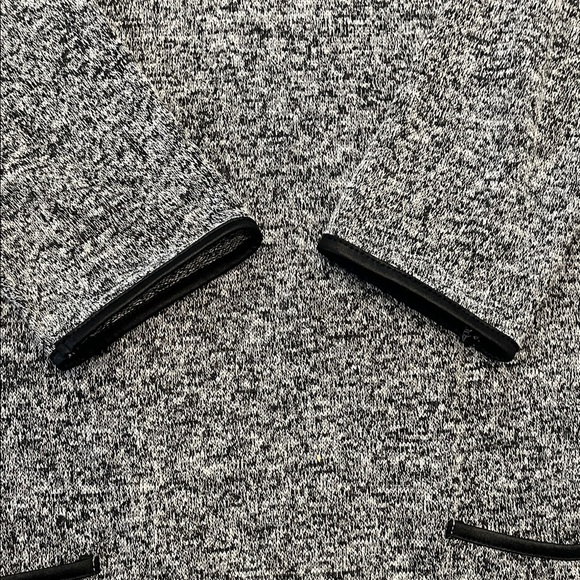 Women’s Quinn Medium 3/4 Sleeve Gray with Faux Leather Black Trim Midi Dress - Picture 2 of 11